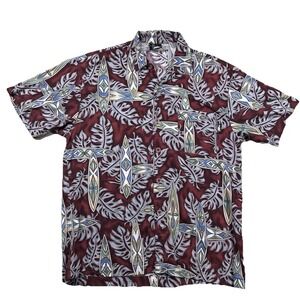 Vintage No Fear Shirt Mens M Rayon Blend Tiki Floral Aloha Hawaiian USA Made 90s